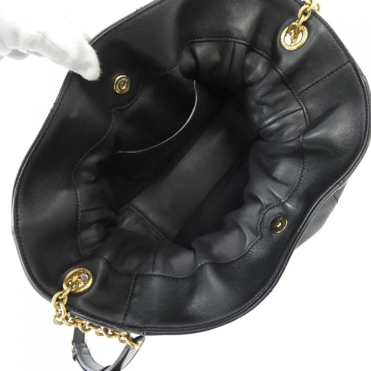 SAINT LAURENT 862712 AAB32 Shoulder Lambskin 黑色 羊皮 中古品A - 縮圖 7