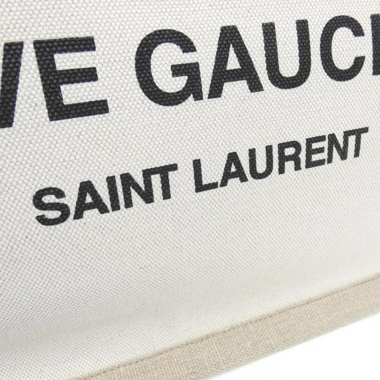 SAINT LAURENT 617481 FAABR 手提包 棉 黑色 Cotton 中古品A - 縮圖 4