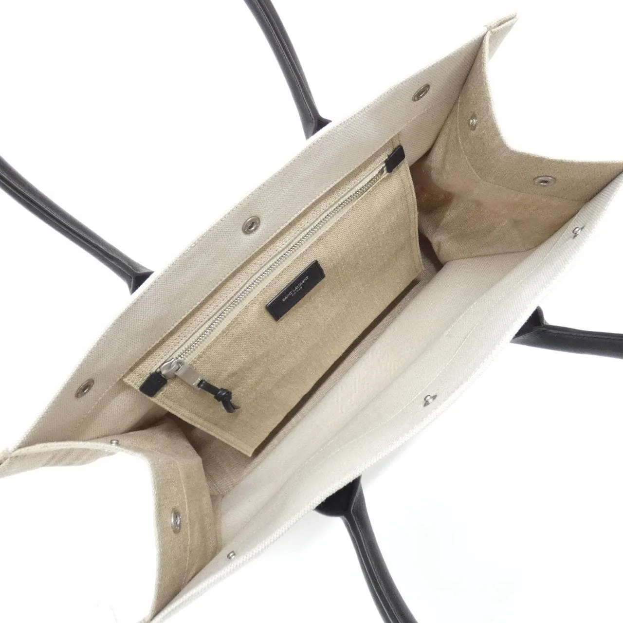 SAINT LAURENT 617481 FAABR 手提包 棉 黑色 Cotton 中古品A - 縮圖 7