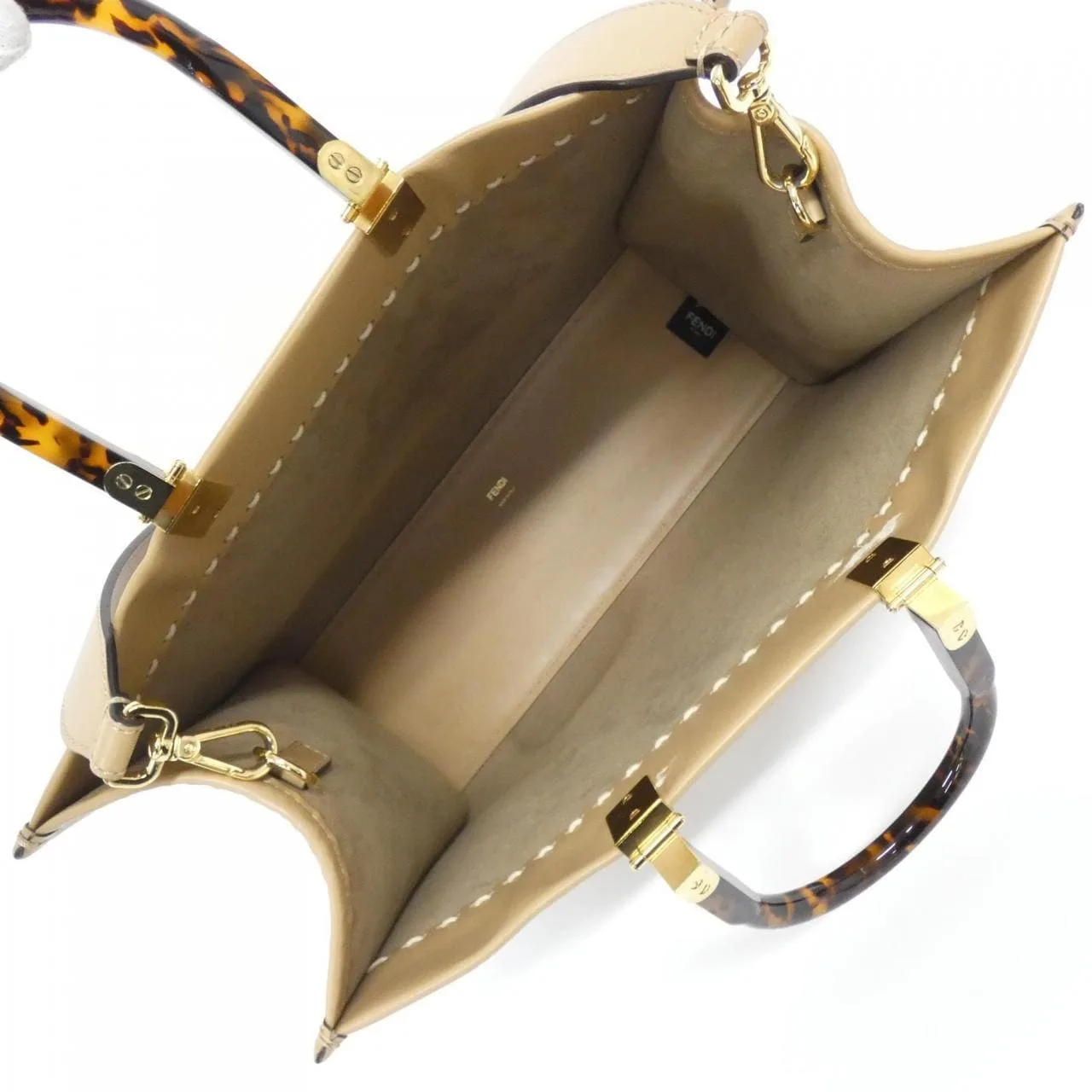 FENDI Sunshine Shopper 8BH386 AHN5 Handbag Leather Black Leather Rank B - Thumbnail 8