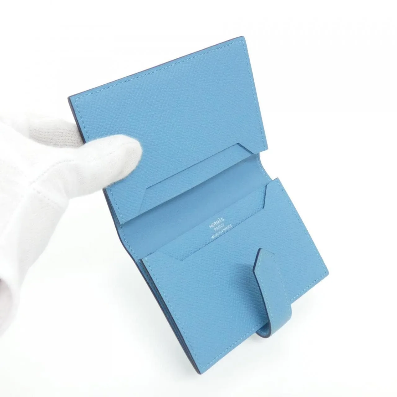 HERMES 039806CK Card Case Epsom 藍色 Epsom 皮 中古品A - 縮圖 3