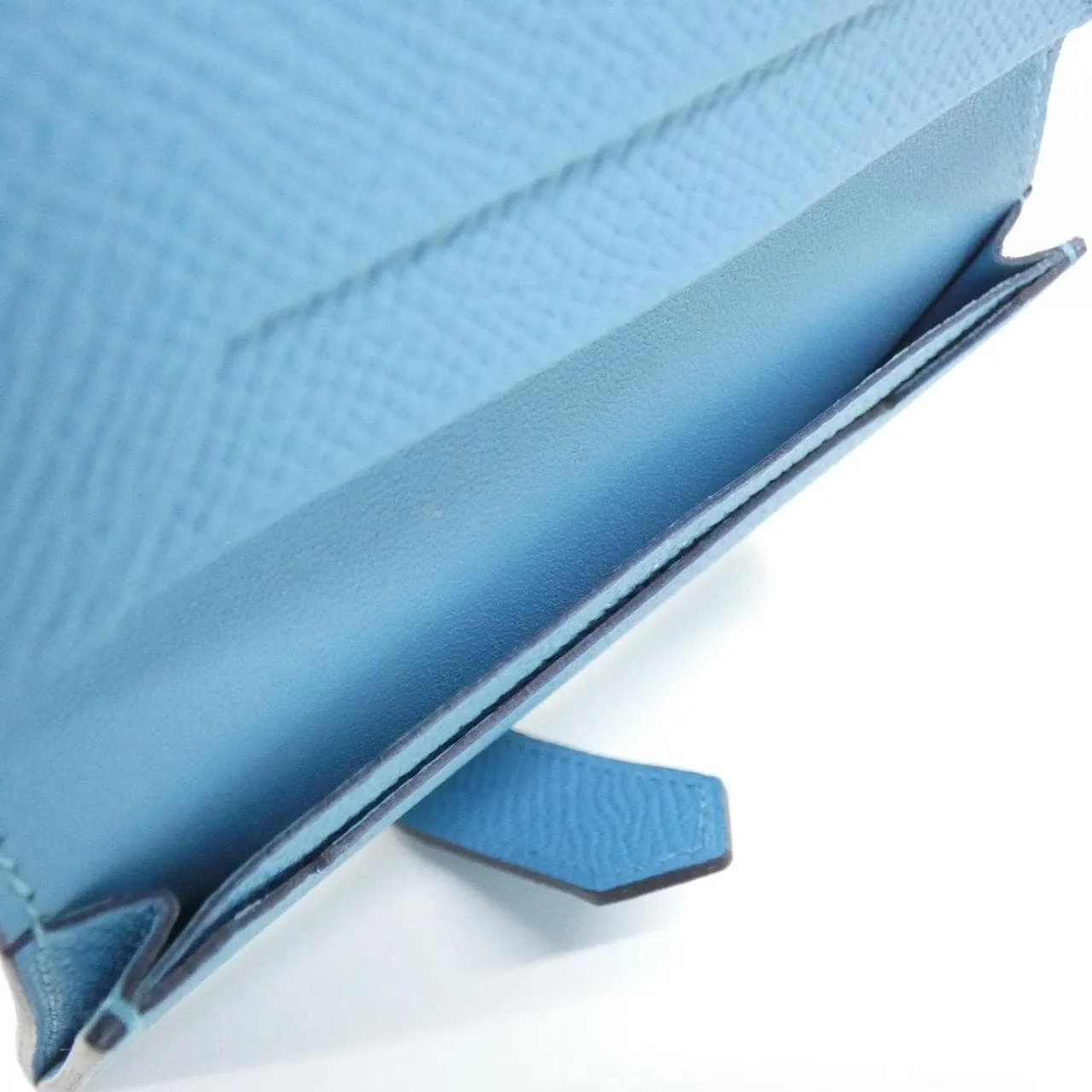 HERMES 039806CK Card Case Epsom 藍色 Epsom 皮 中古品A - 縮圖 4