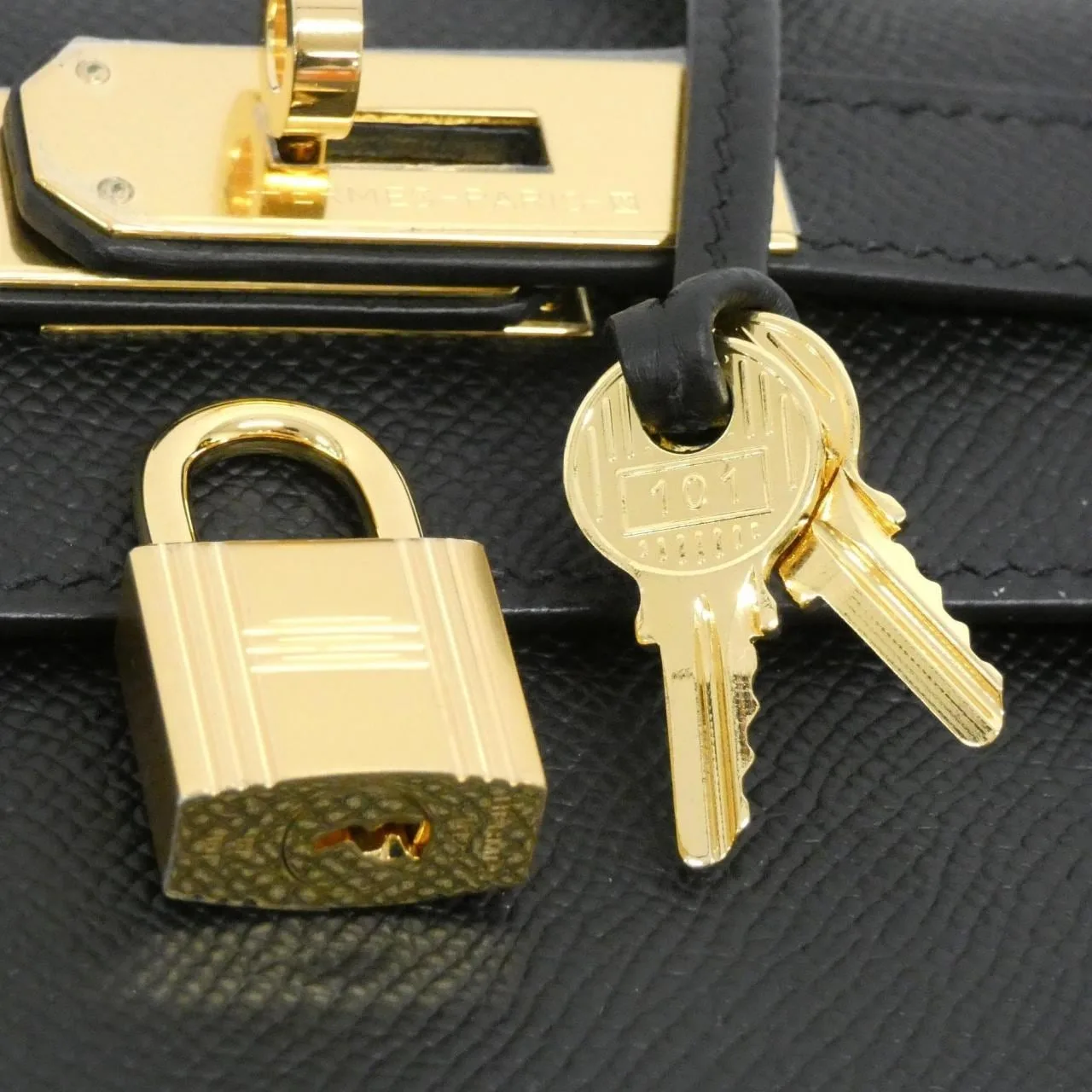 HERMES Kelly 042319CC Handbag Epsom Black Epsom Leather Rank A - Thumbnail 7