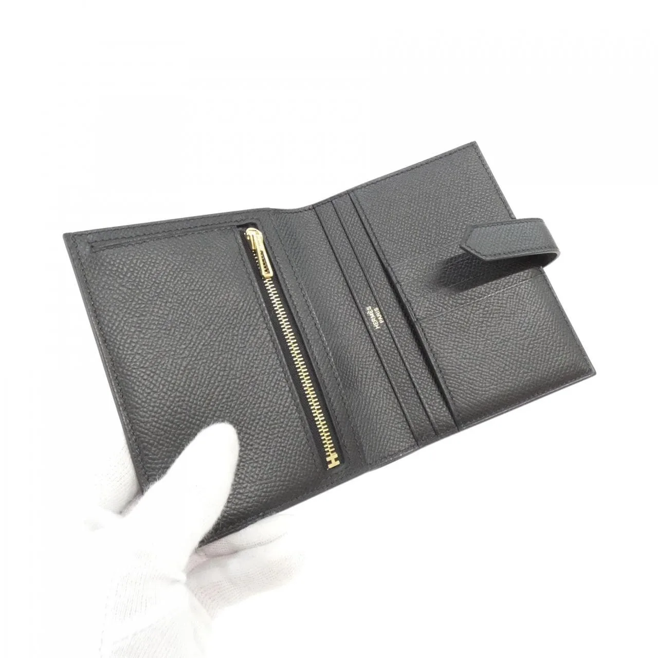 HERMES 039790CC 銀包 Epsom 黑色 Epsom 皮 中古品A - 縮圖 3
