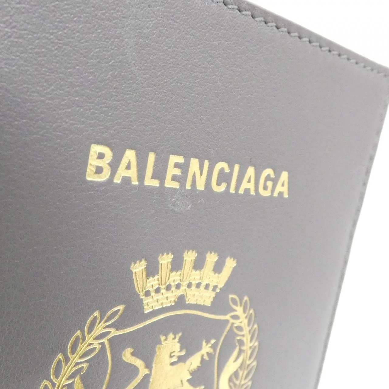BALENCIAGA 787742 護照套 灰色 中古品A - 縮圖 3