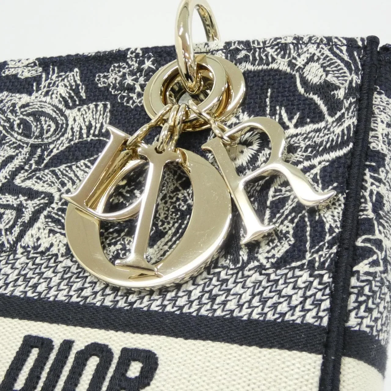 DIOR Lady Dior M0565ORGO Handbag Canvas 黑色 帆布 中古品A - 縮圖 4