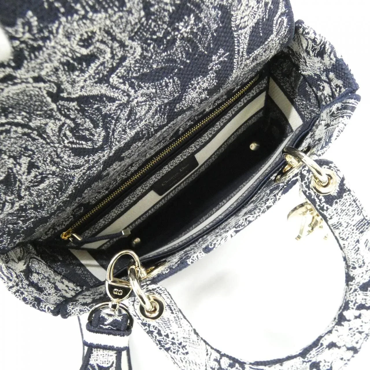 DIOR Lady Dior M0565ORGO Handbag Canvas 黑色 帆布 中古品A - 縮圖 7