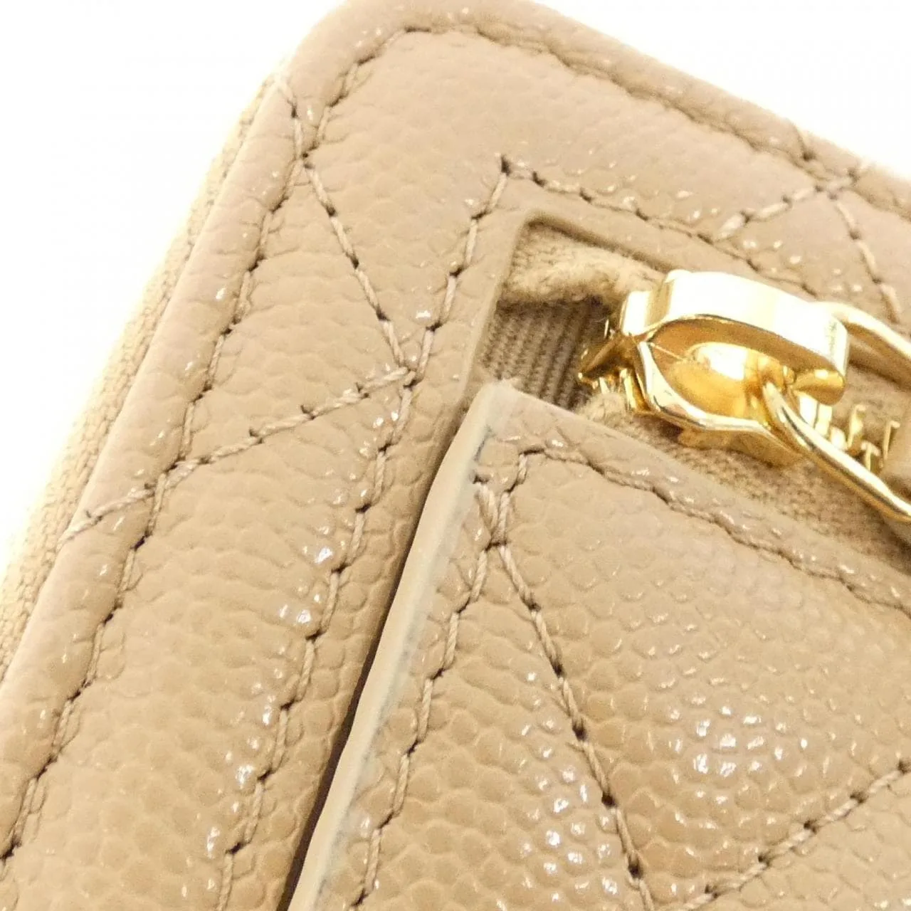 CHANEL AP5016 Wallet Grained Calfskin 米色 荔枝紋牛皮 中古品A - 縮圖 7