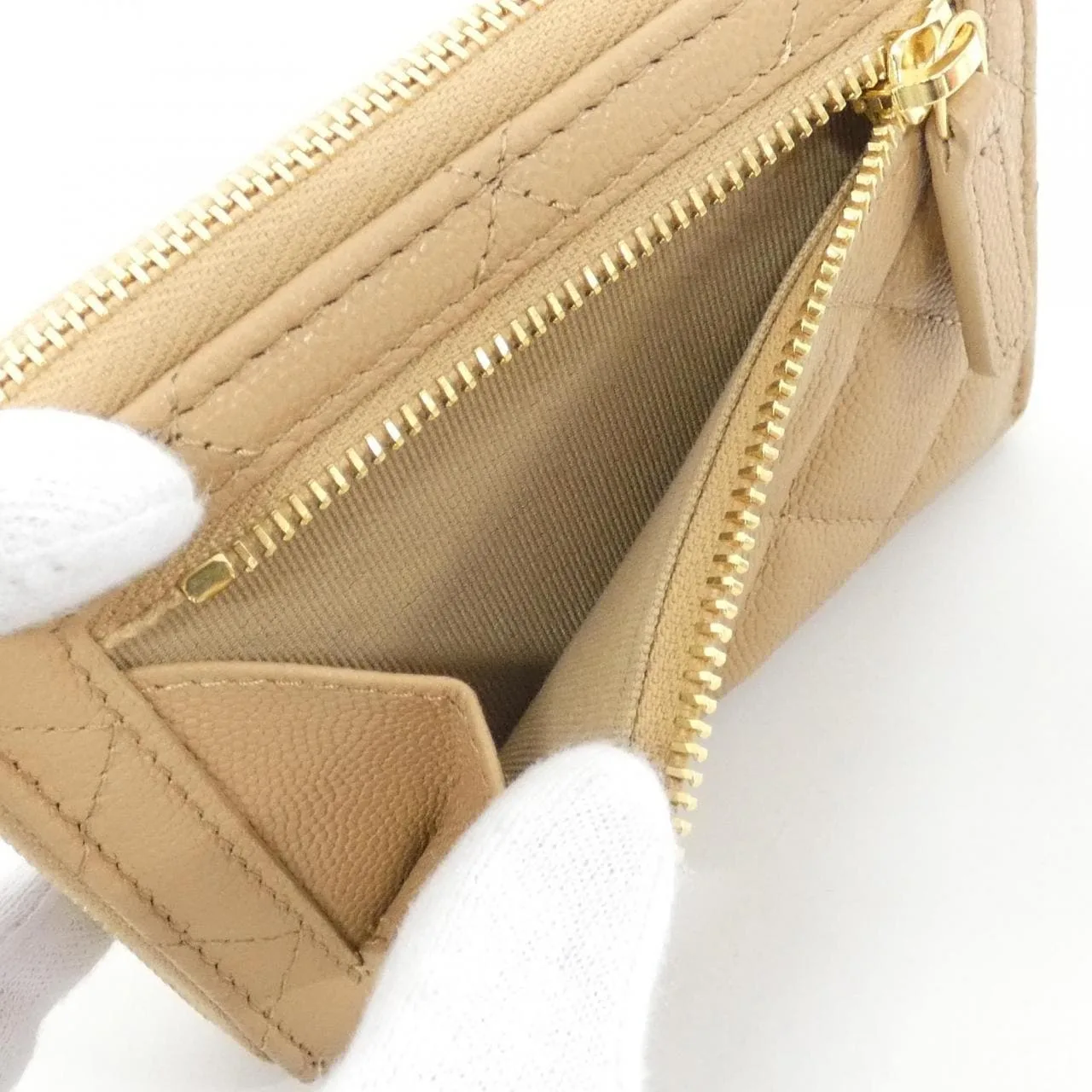 CHANEL AP5016 Wallet Grained Calfskin 米色 荔枝紋牛皮 中古品A - 縮圖 10