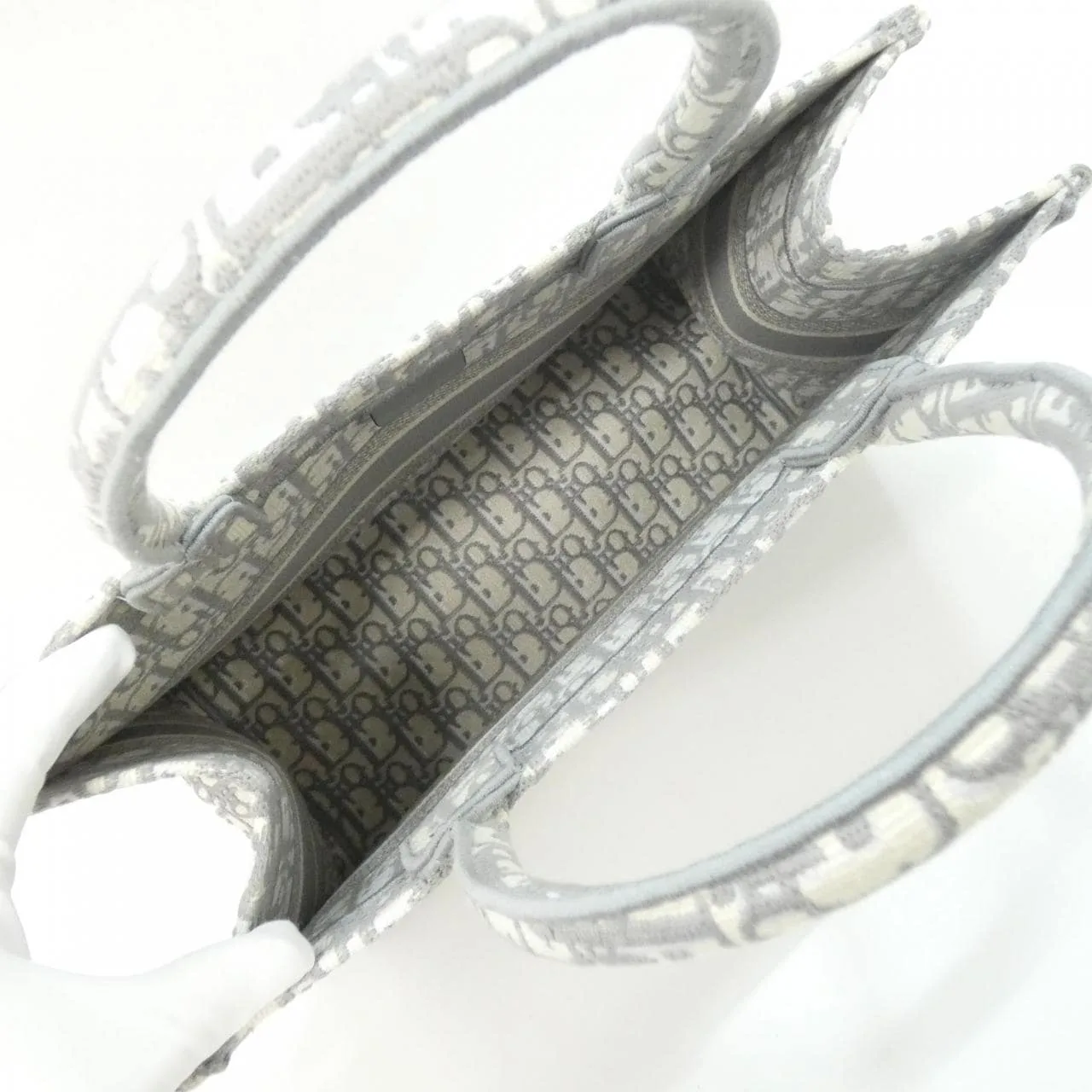 DIOR Book Tote M1296ZRIW Tote Canvas 灰色 帆布 未使用品 - 縮圖 5