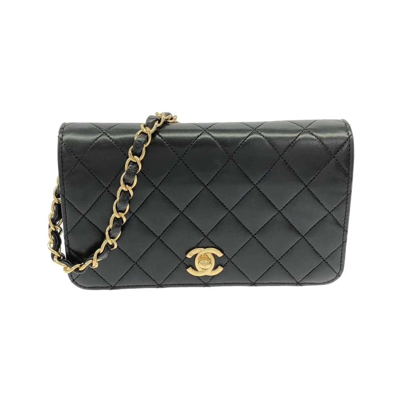 CHANEL Shoulder Lambskin Black