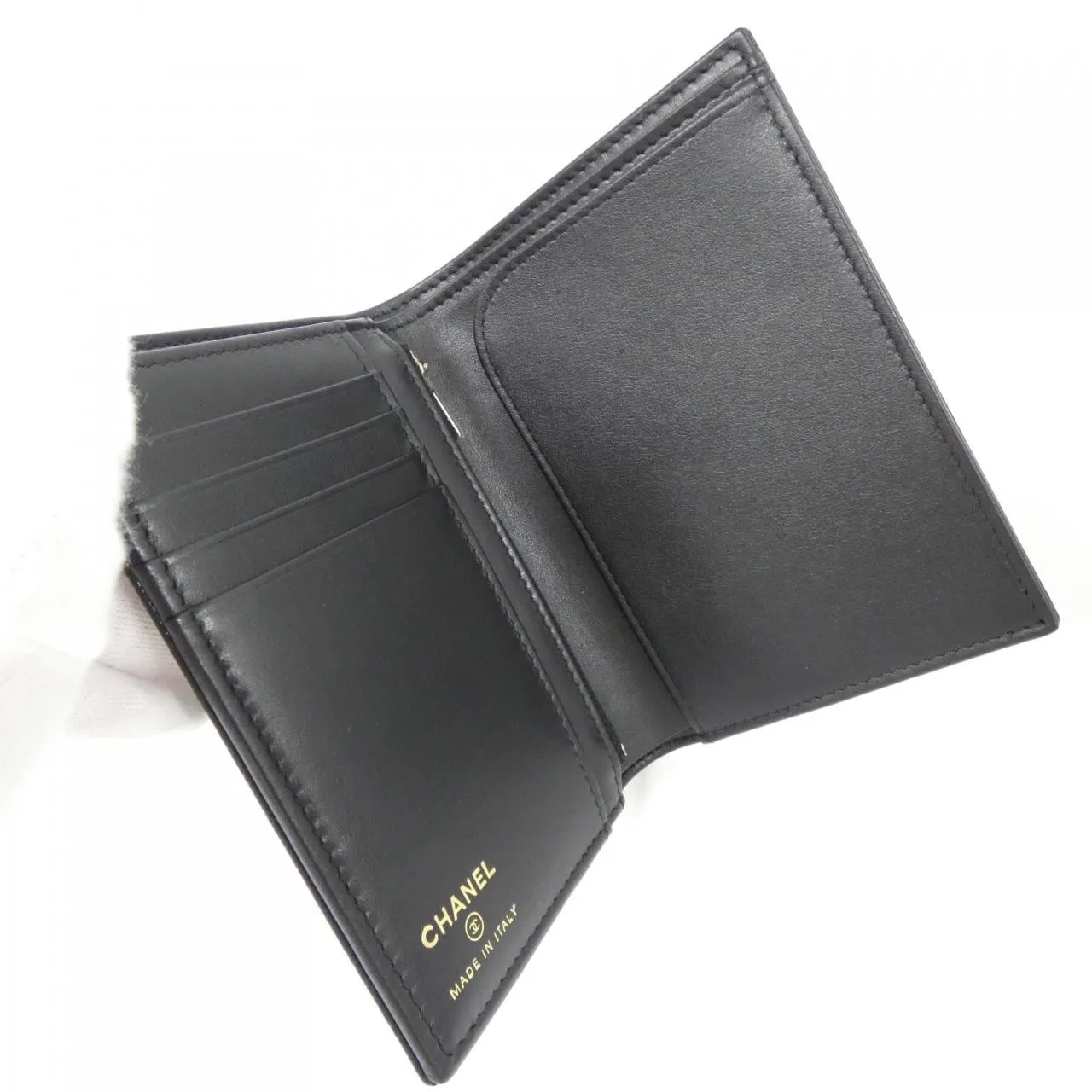 CHANEL AP4665 Passport Case Grained Calfskin 黑色 荔枝紋牛皮 中古品A - 縮圖 4