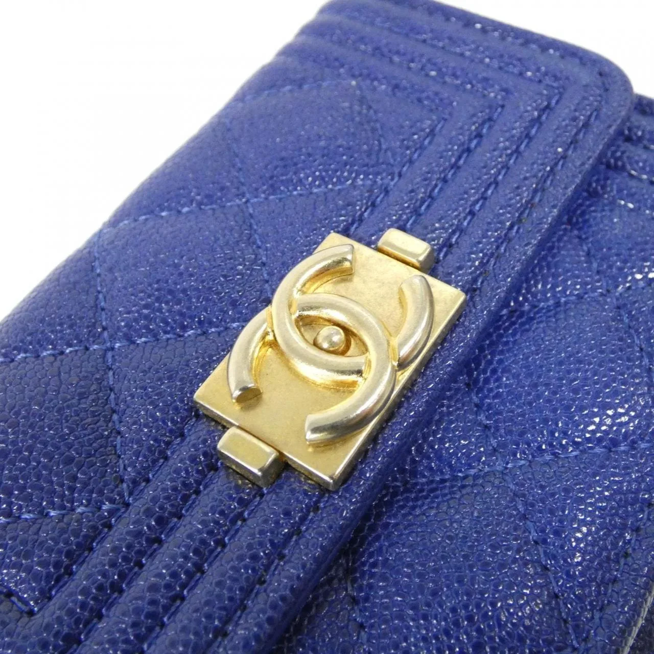 CHANEL Boy Chanel 84432 Wallet Grained Calfskin Blue Grained Calfskin Rank A - Thumbnail 5