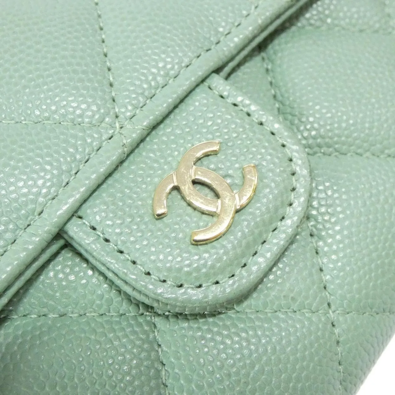 CHANEL Timeless Classic AP0241 Wallet Grained Calfskin Green Grained Calfskin Rank A - Thumbnail 4