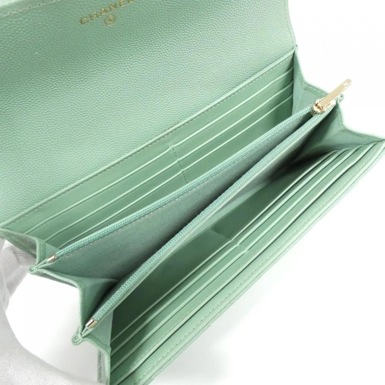 CHANEL Timeless Classic AP0241 Wallet Grained Calfskin Green Grained Calfskin Rank A - Thumbnail 7
