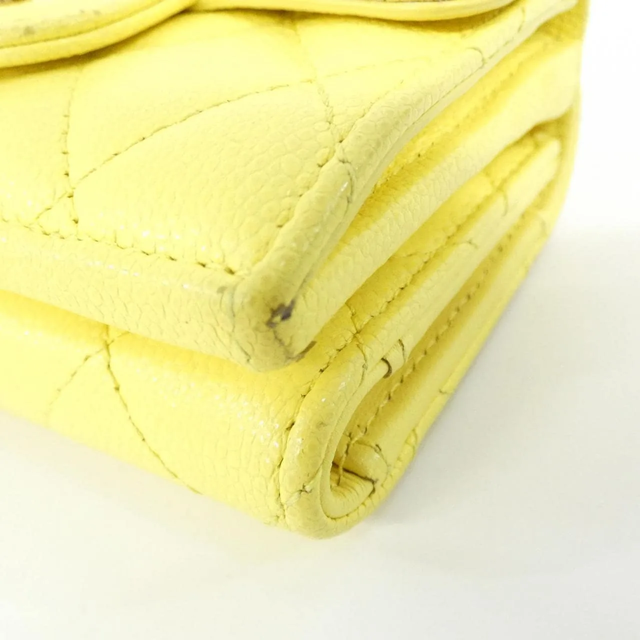 CHANEL Timeless Classic AP0230 Wallet Grained Calfskin 黃色 荔枝紋牛皮 中古品B - 縮圖 3