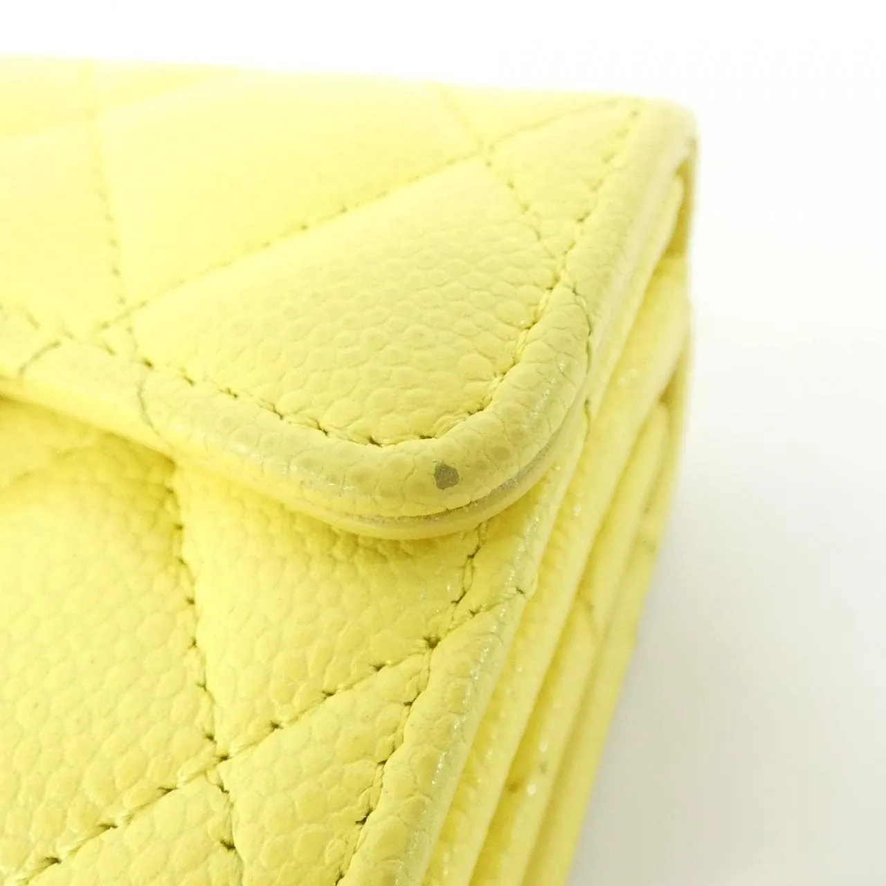 CHANEL Timeless Classic AP0230 Wallet Grained Calfskin 黃色 荔枝紋牛皮 中古品B - 縮圖 4