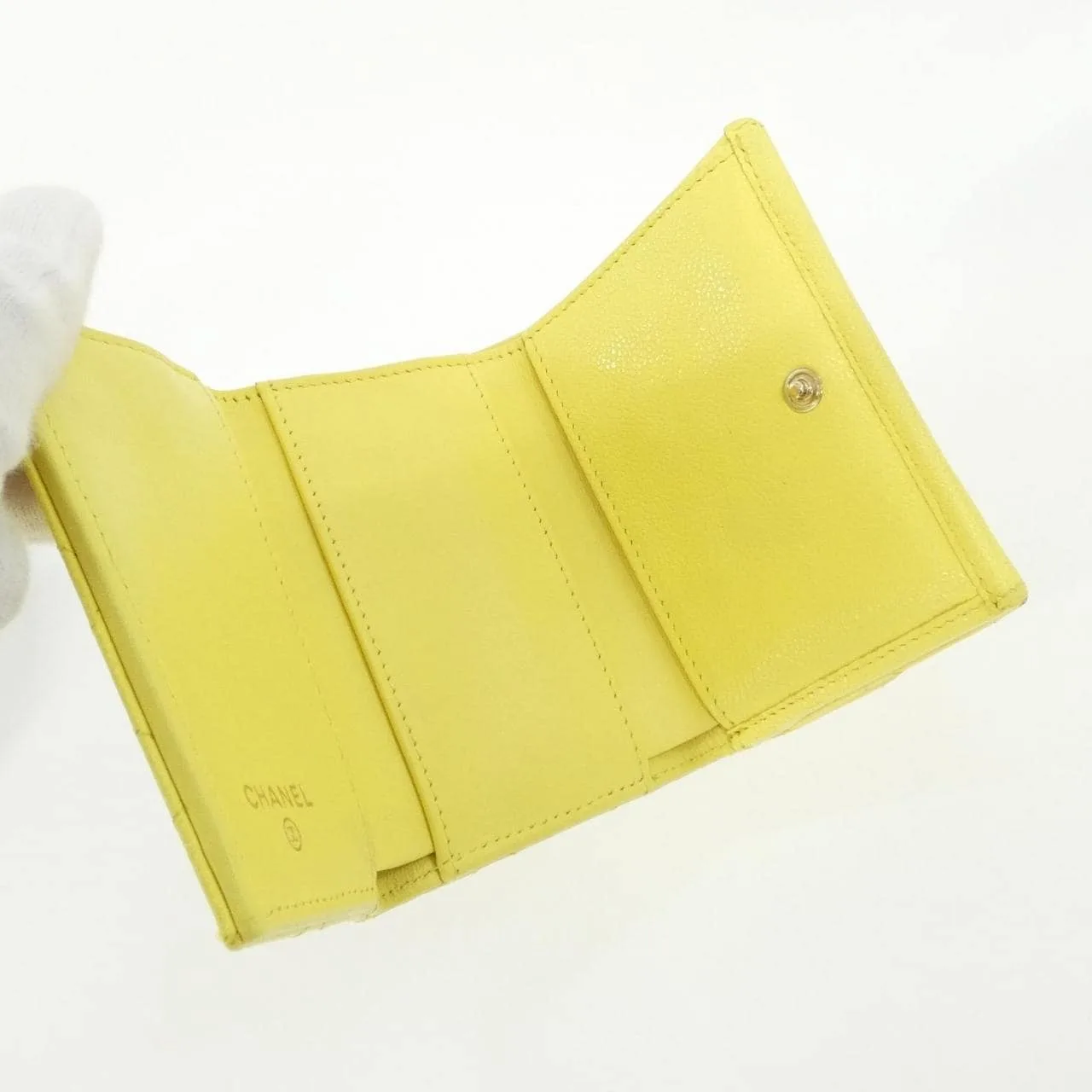 CHANEL Timeless Classic AP0230 Wallet Grained Calfskin 黃色 荔枝紋牛皮 中古品B - 縮圖 6