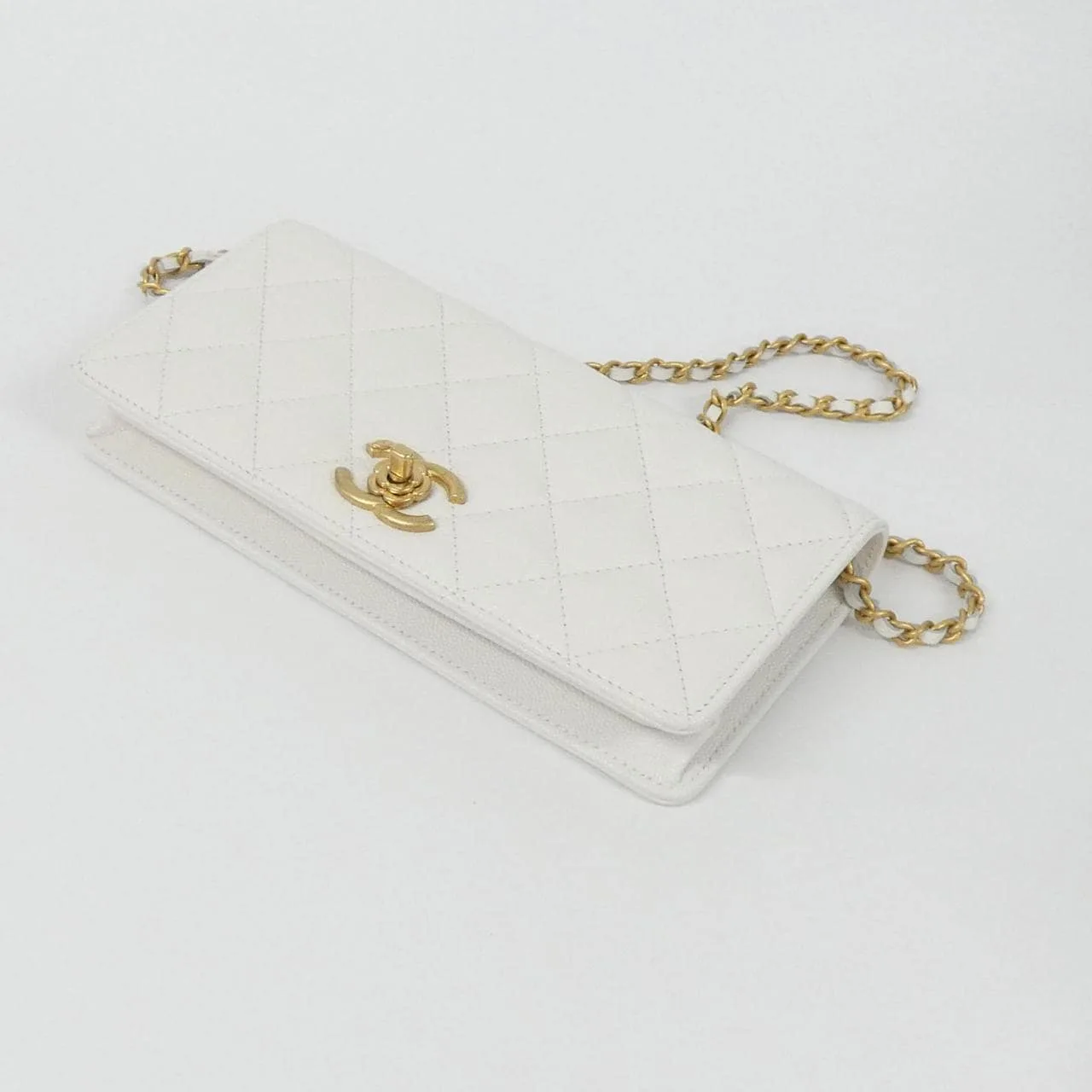 CHANEL Chanel 19 AP3581 Wallet Grained Calfskin 白色 荔枝紋牛皮 中古品A - 縮圖 3