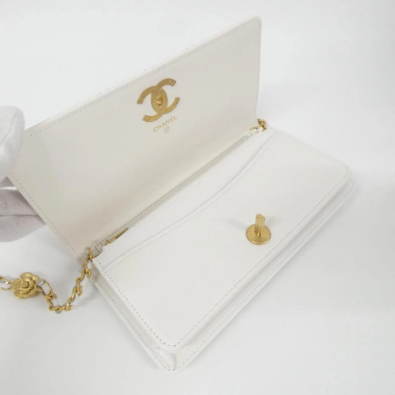 CHANEL Chanel 19 AP3581 Wallet Grained Calfskin 白色 荔枝紋牛皮 中古品A - 縮圖 7