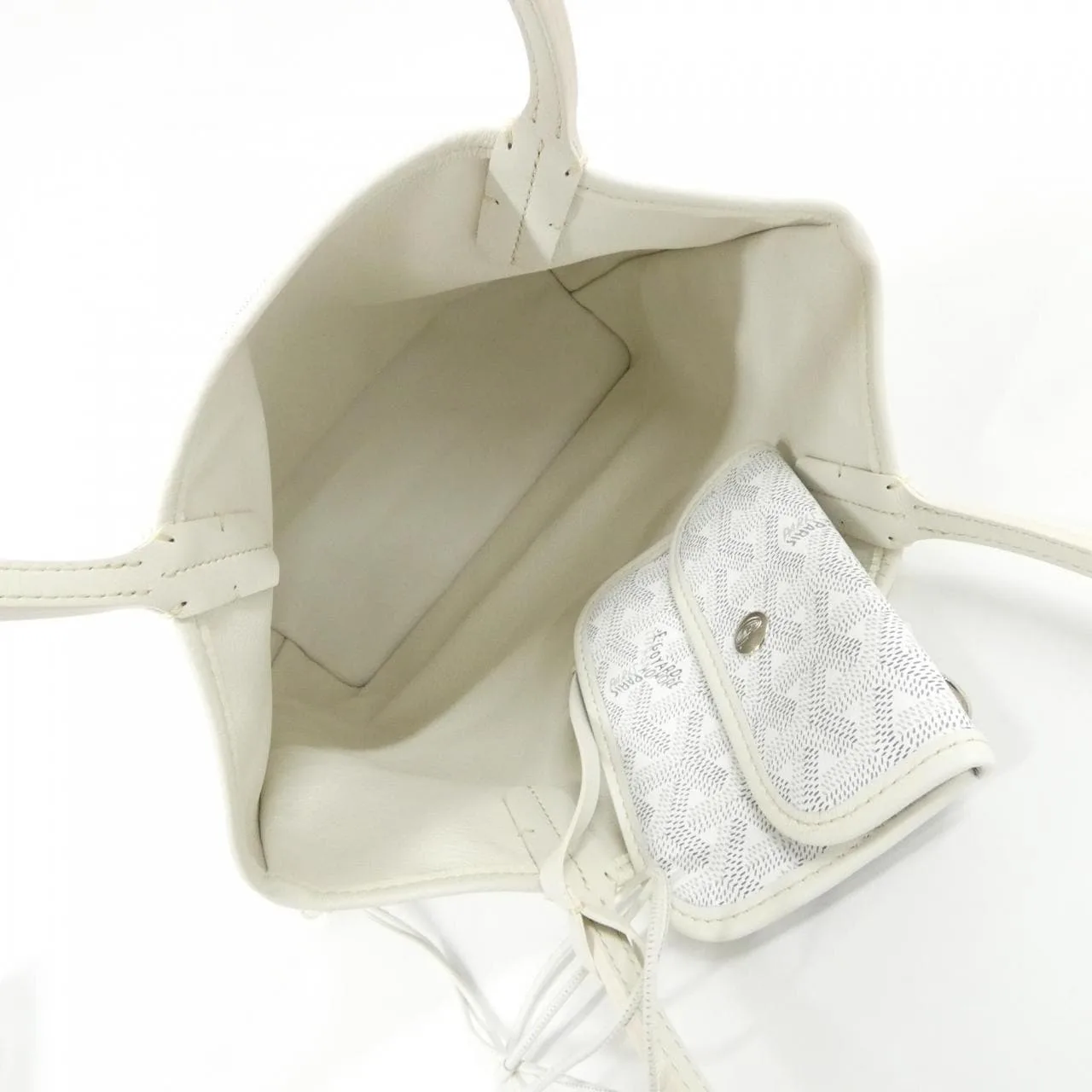 GOYARD Anjou Handbag Canvas 白色 帆布 中古品A - 縮圖 9