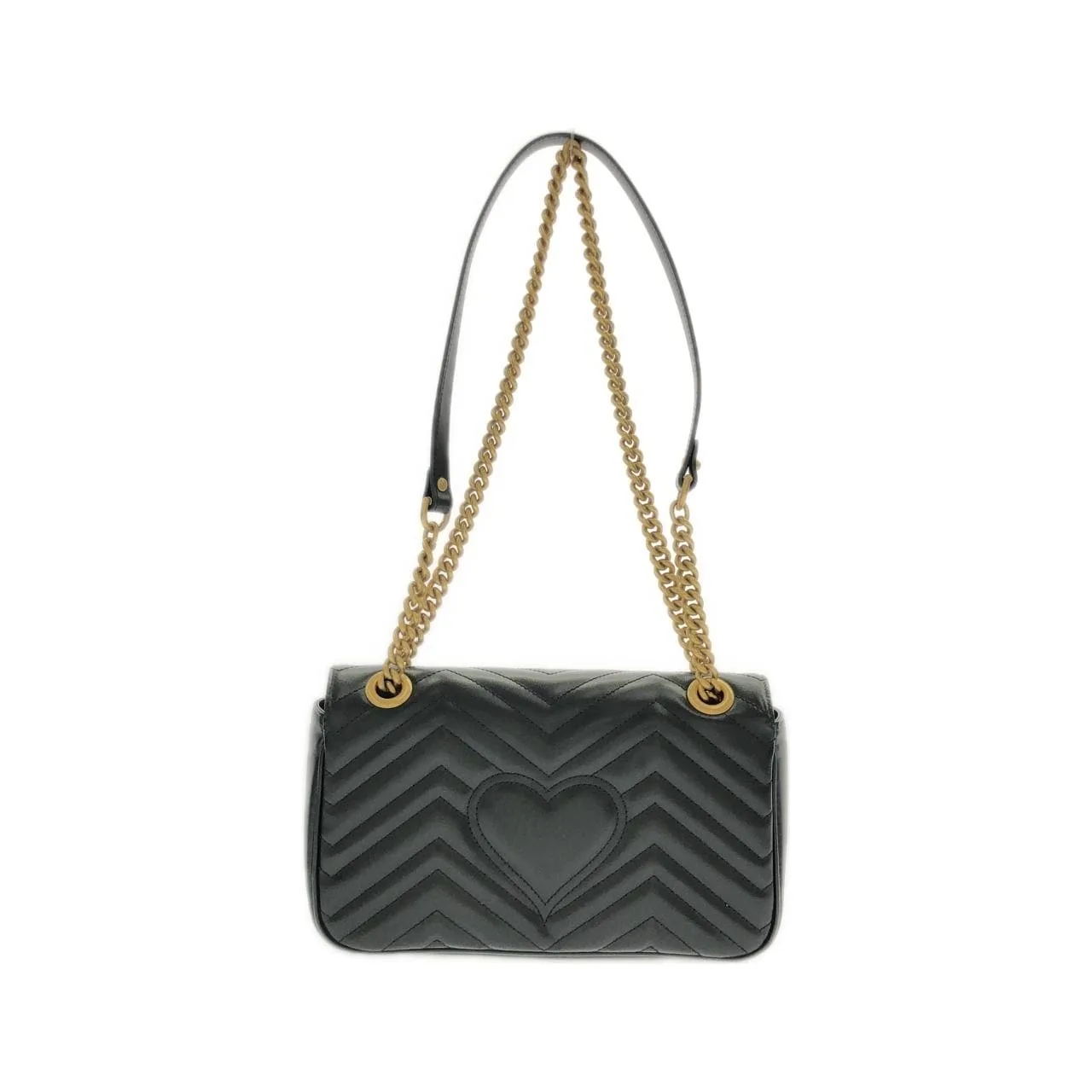 GUCCI Marmont 443497 DTDIT 肩背包 皮革 黑色 皮革 中古品A - 縮圖 2