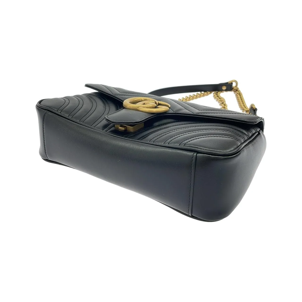 GUCCI Marmont 443497 DTDIT 肩背包 皮革 黑色 皮革 中古品A - 縮圖 3