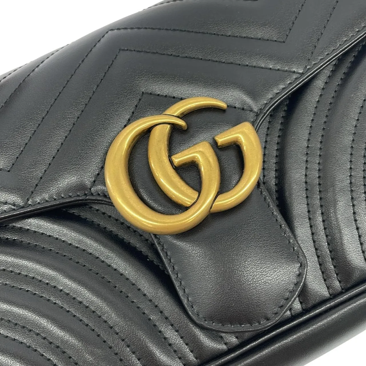 GUCCI Marmont 443497 DTDIT 肩背包 皮革 黑色 皮革 中古品A - 縮圖 4