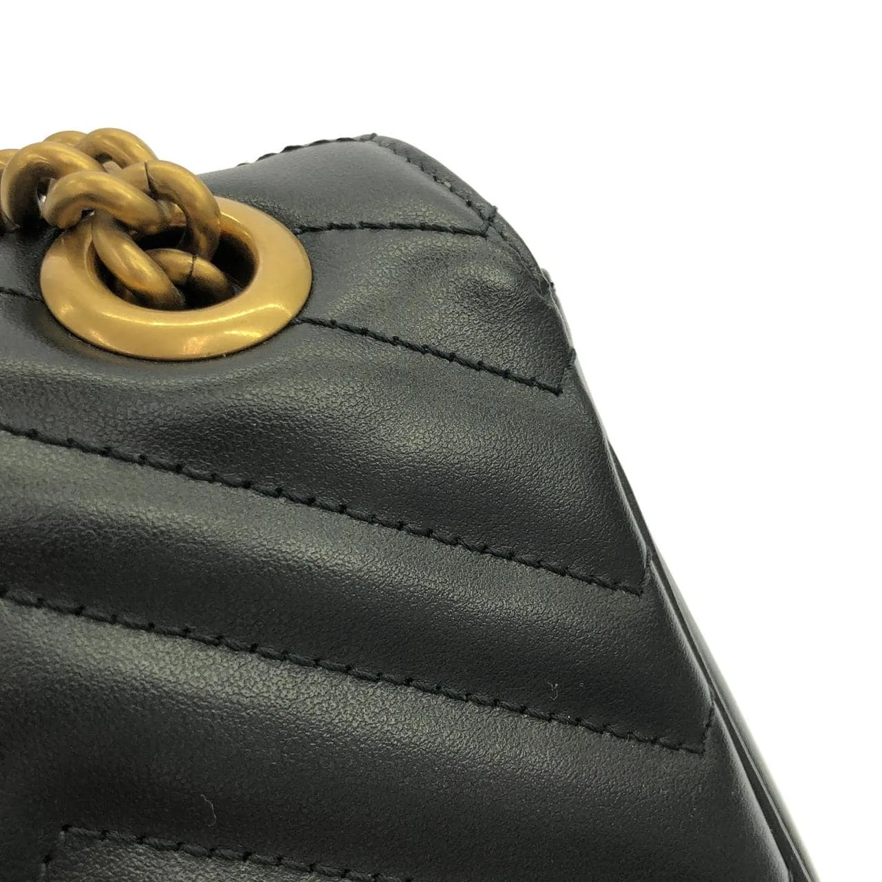 GUCCI Marmont 443497 DTDIT 肩背包 皮革 黑色 皮革 中古品A - 縮圖 5