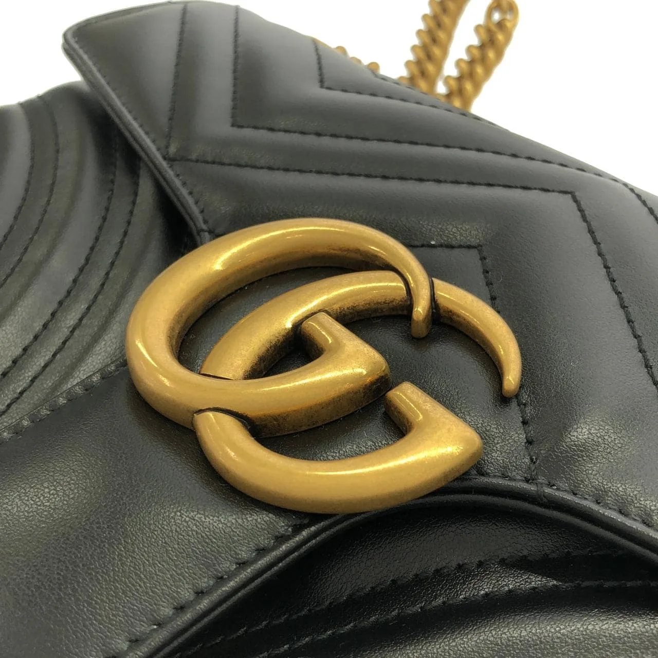 GUCCI Marmont 443497 DTDIT 肩背包 皮革 黑色 皮革 中古品A - 縮圖 6