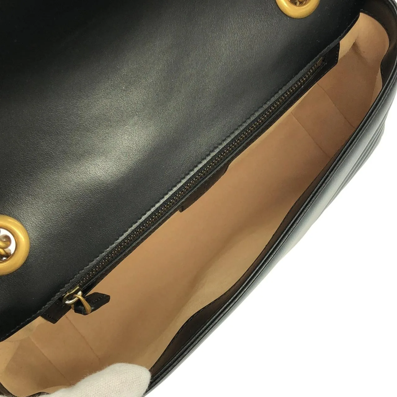 GUCCI Marmont 443497 DTDIT 肩背包 皮革 黑色 皮革 中古品A - 縮圖 8