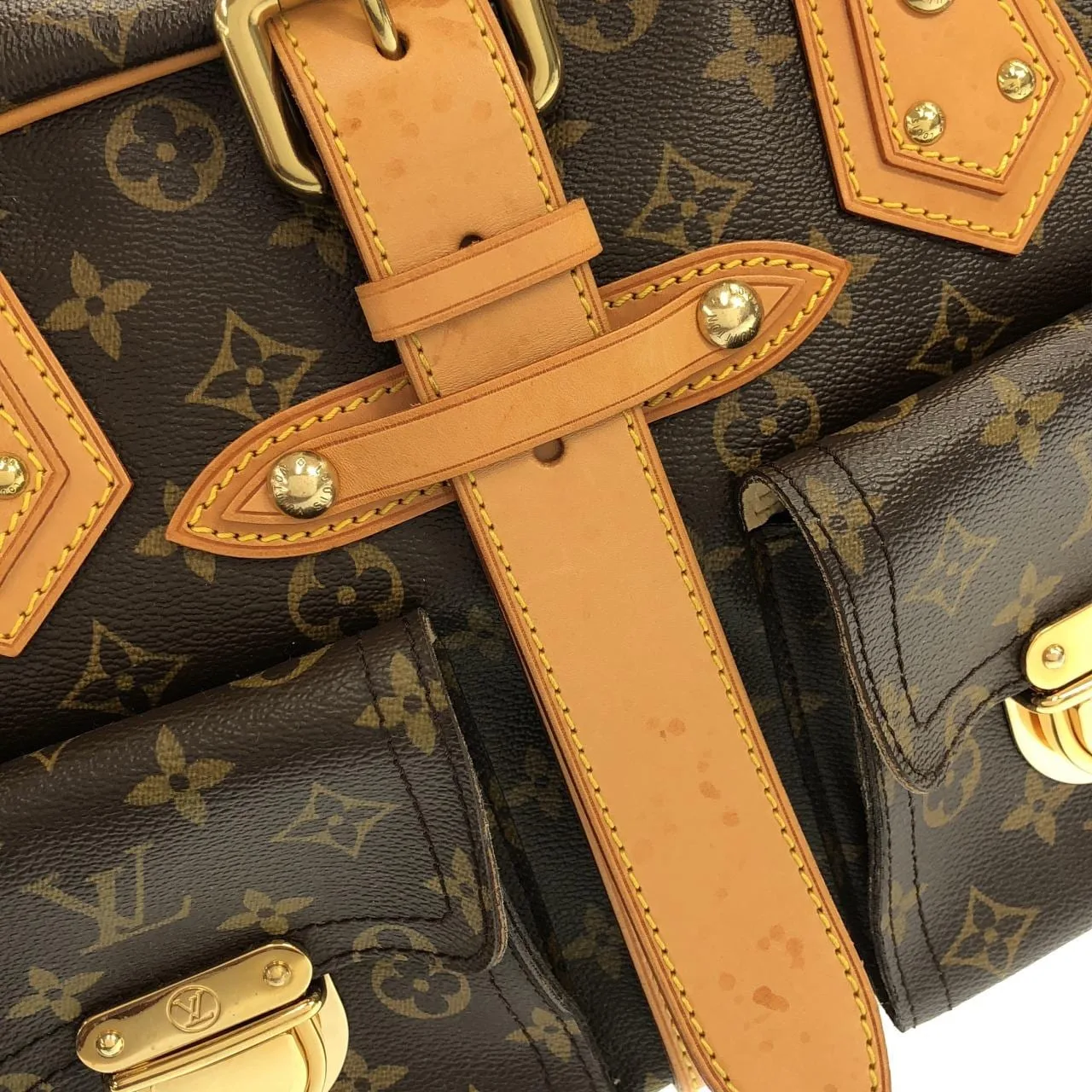 LOUIS VUITTON M40025 Handbag Monogram 黑色 Monogram 中古品A - 縮圖 4