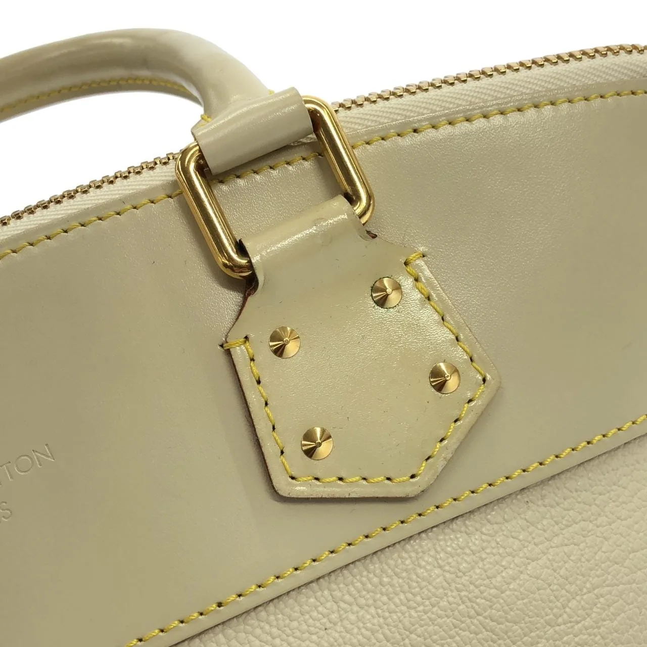 LOUIS VUITTON Lockit M91887 Handbag Leather 白色 皮革 中古品A - 縮圖 5