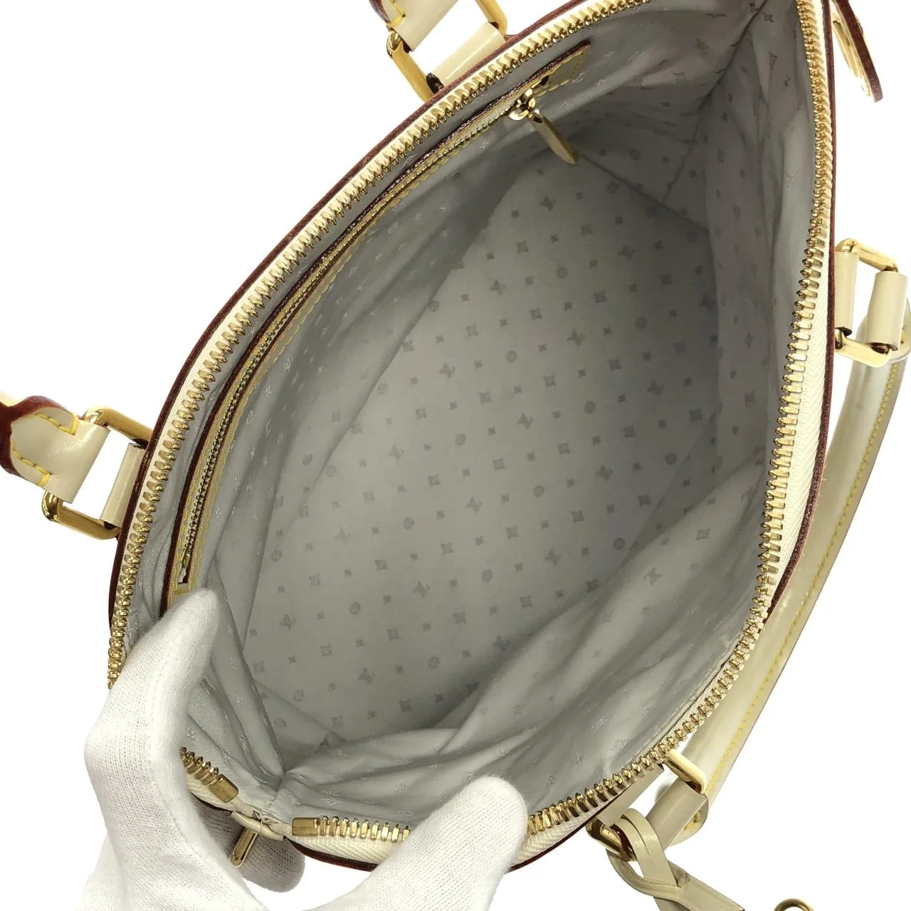 LOUIS VUITTON Lockit M91887 Handbag Leather 白色 皮革 中古品A - 縮圖 8