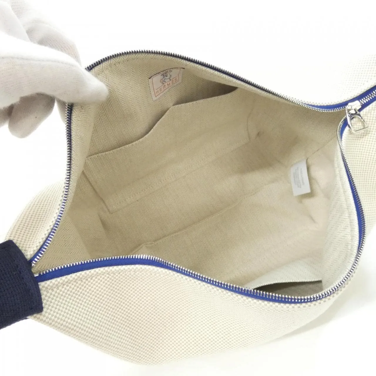HERMES 103587M 小袋 帆布 黑色 帆布 中古品A - 縮圖 9