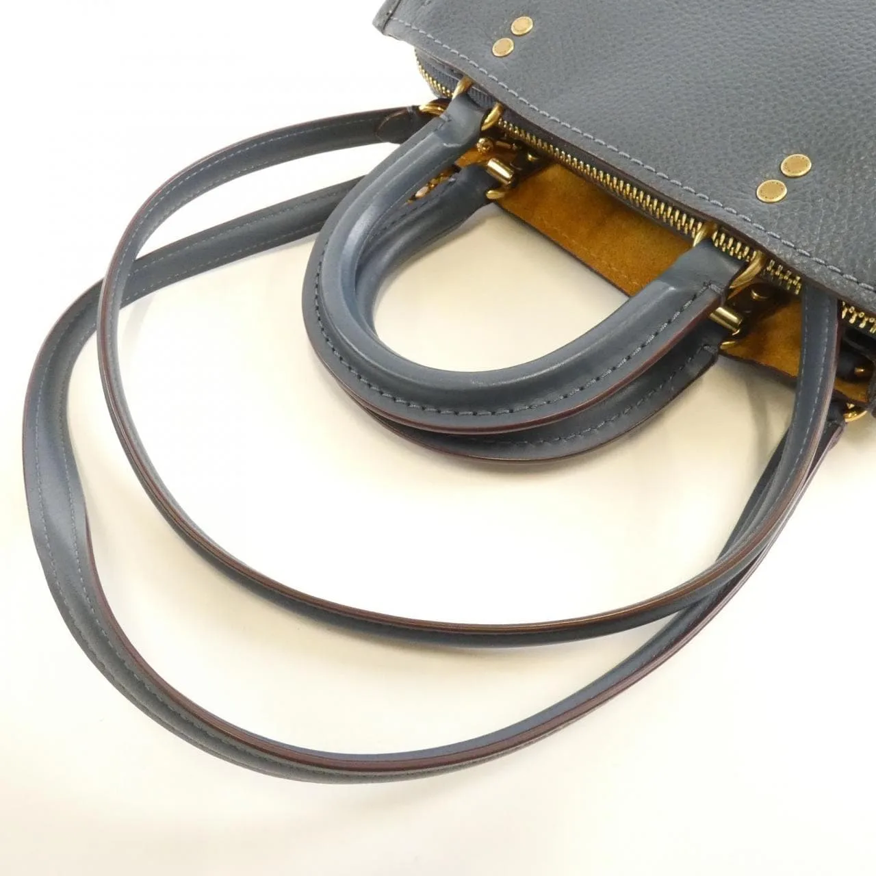 COACH 54536 Handbag Leather 藍色 皮革 中古品A - 縮圖 5