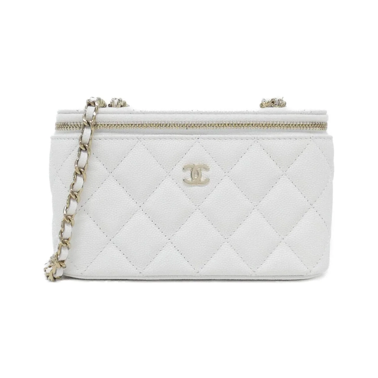 CHANEL Timeless Classic AP1341 Shoulder Grained Calfskin White