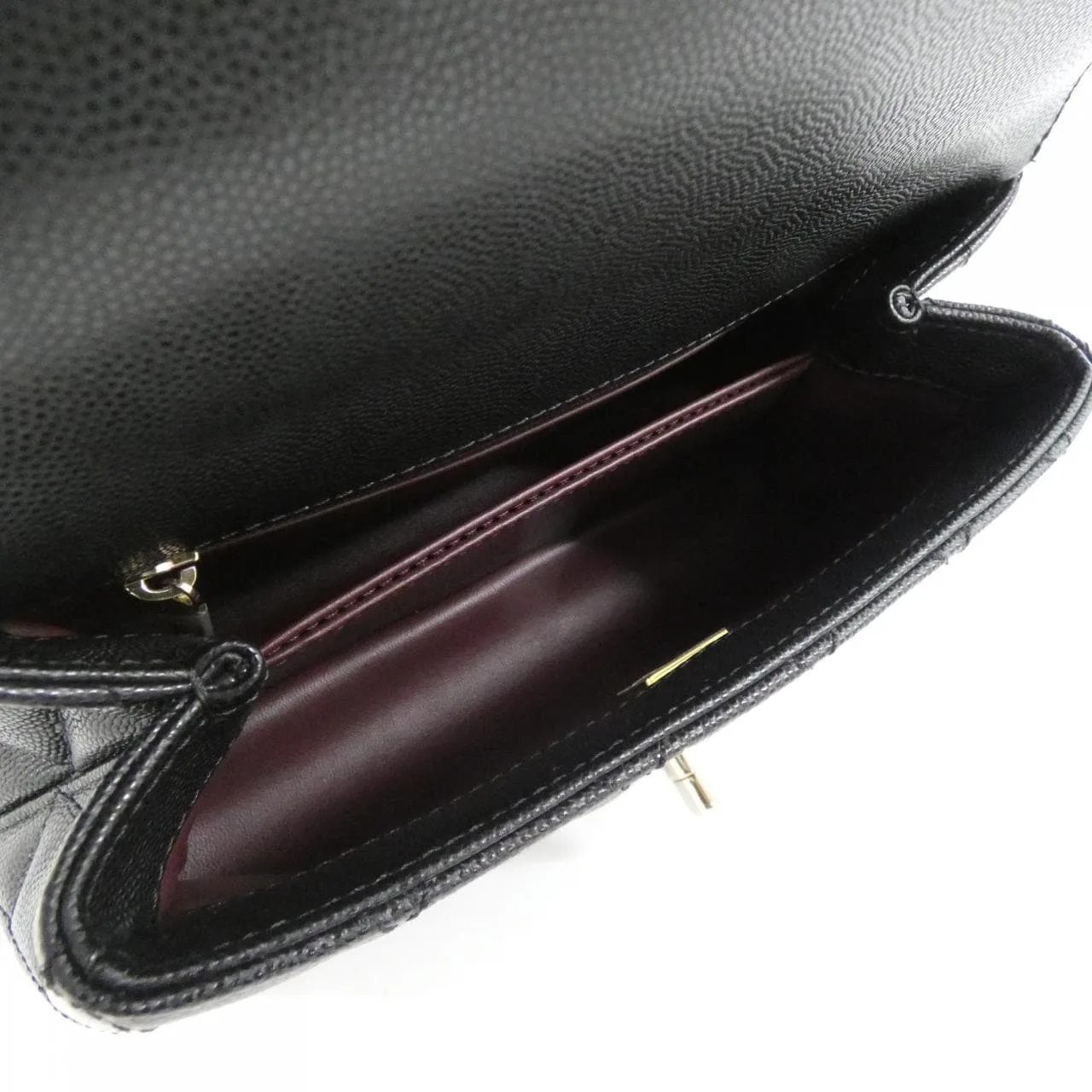 CHANEL Matelasse 92990 Handbag Grained Calfskin 黑色 荔枝紋牛皮 中古品A - 縮圖 6