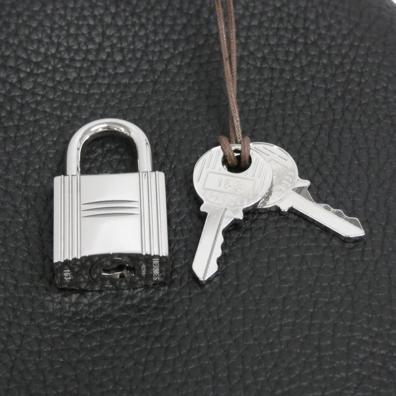 HERMES Picotin 056289CK Handbag Clemence Black Clemence Leather Rank A - Thumbnail 4