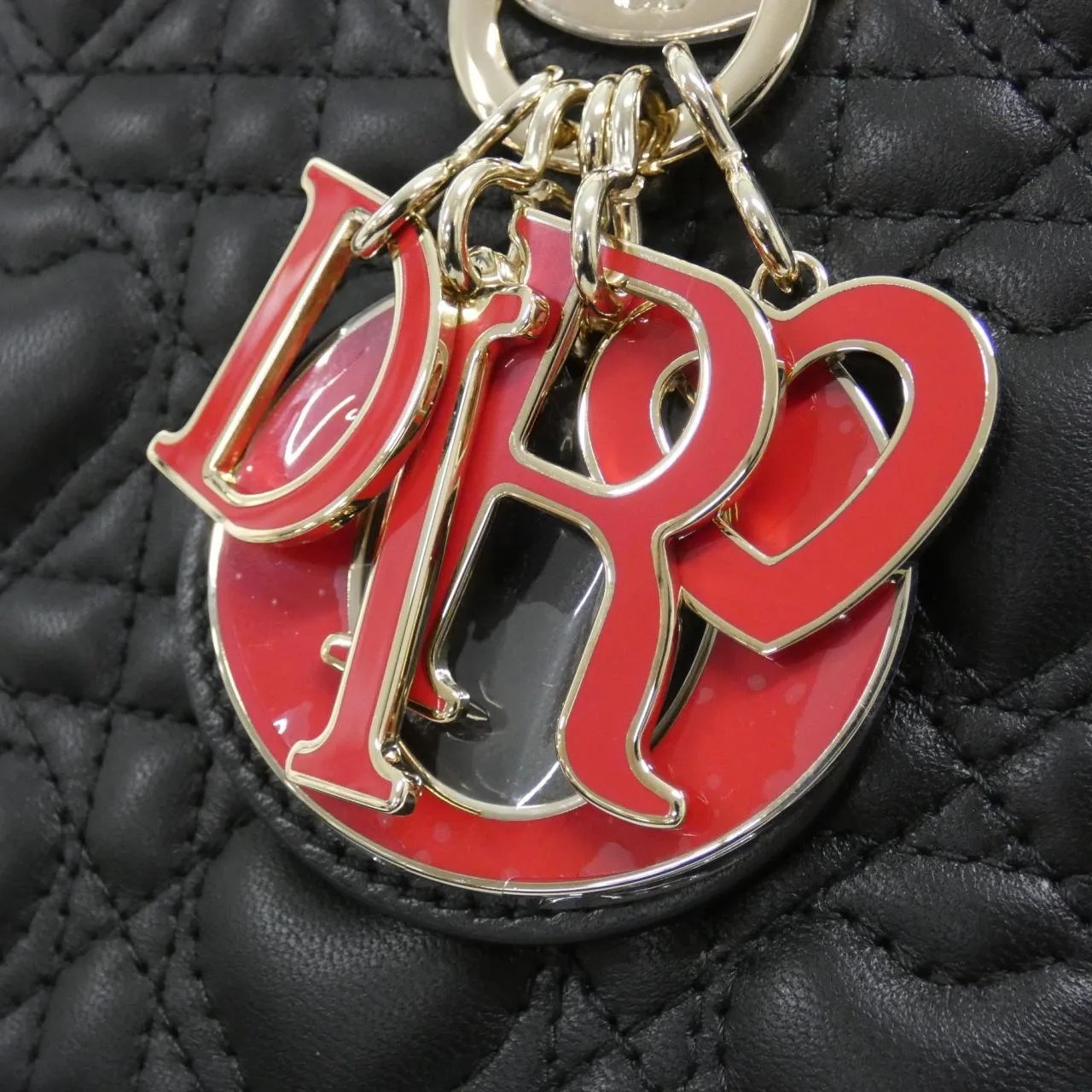 DIOR Lady Dior M0538ONGH Handbag Lambskin 黑色 羊皮 中古品A - 縮圖 4