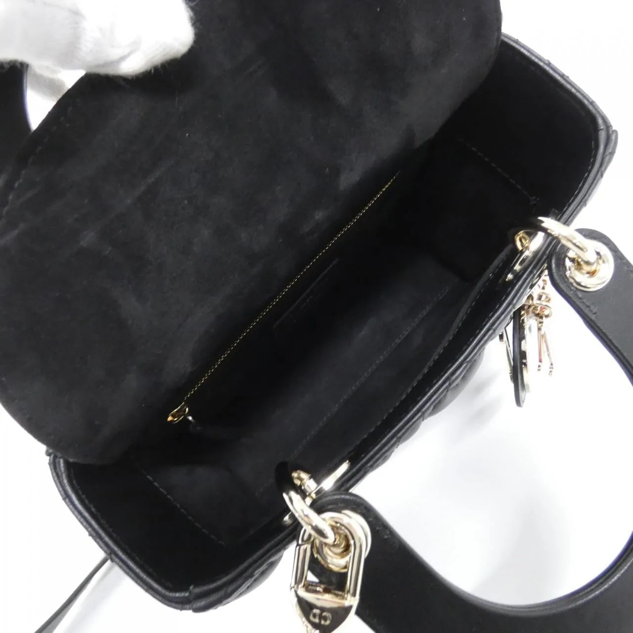 DIOR Lady Dior M0538ONGH Handbag Lambskin 黑色 羊皮 中古品A - 縮圖 6