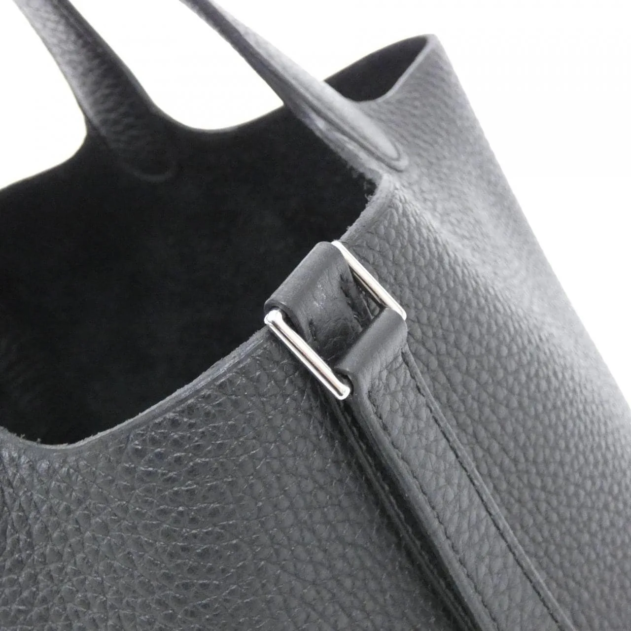 HERMES Picotin 056289CK Handbag Clemence Black Clemence Leather Rank A - Thumbnail 4