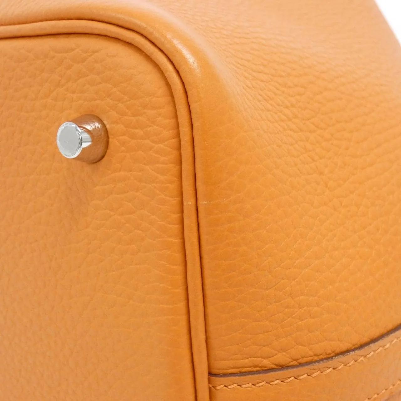 HERMES Picotin 060991CK Handbag Clemence Orange Clemence Leather Rank A - Thumbnail 2