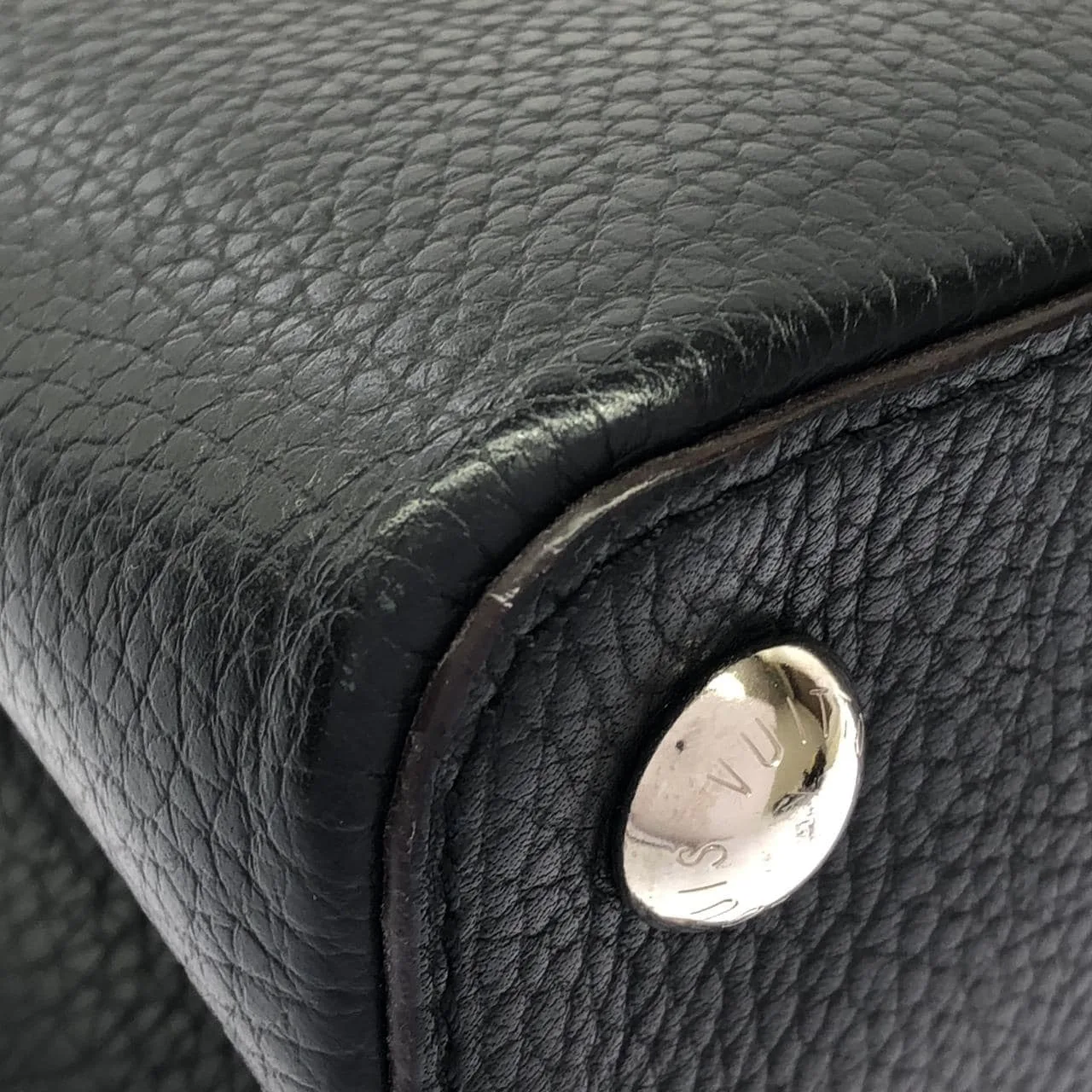 LOUIS VUITTON Capucines N92040 Handbag Leather 黑色 皮革 中古品A - 縮圖 3