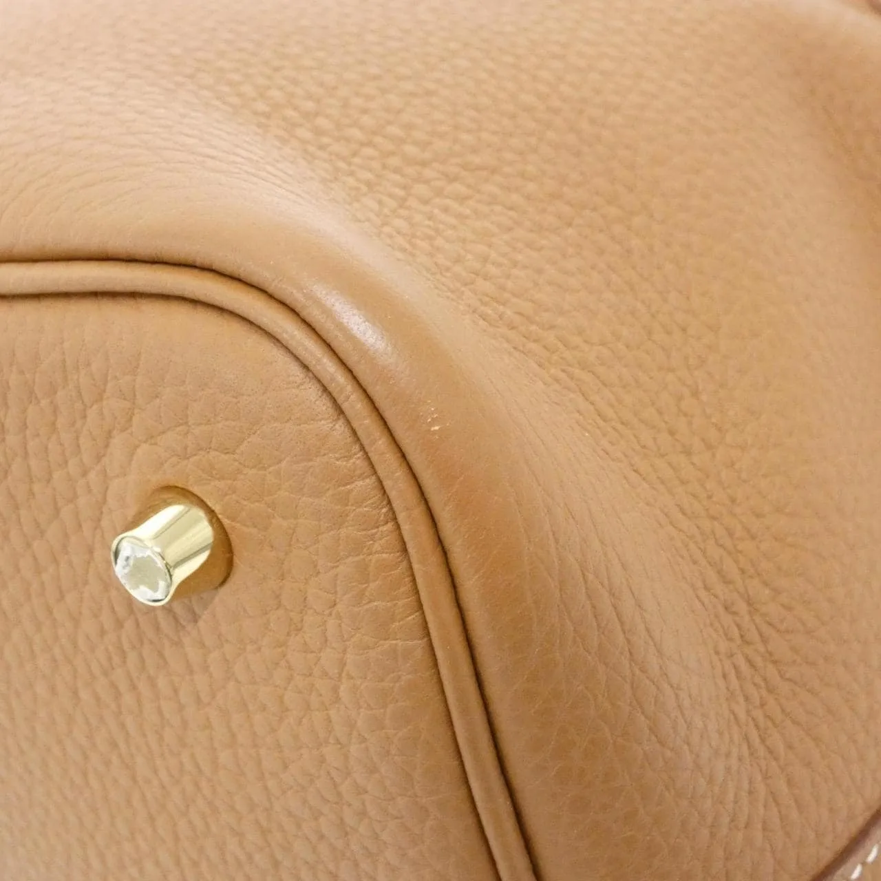 HERMES Picotin 060991CC Handbag Clemence Gold Clemence Leather Rank A - Thumbnail 3
