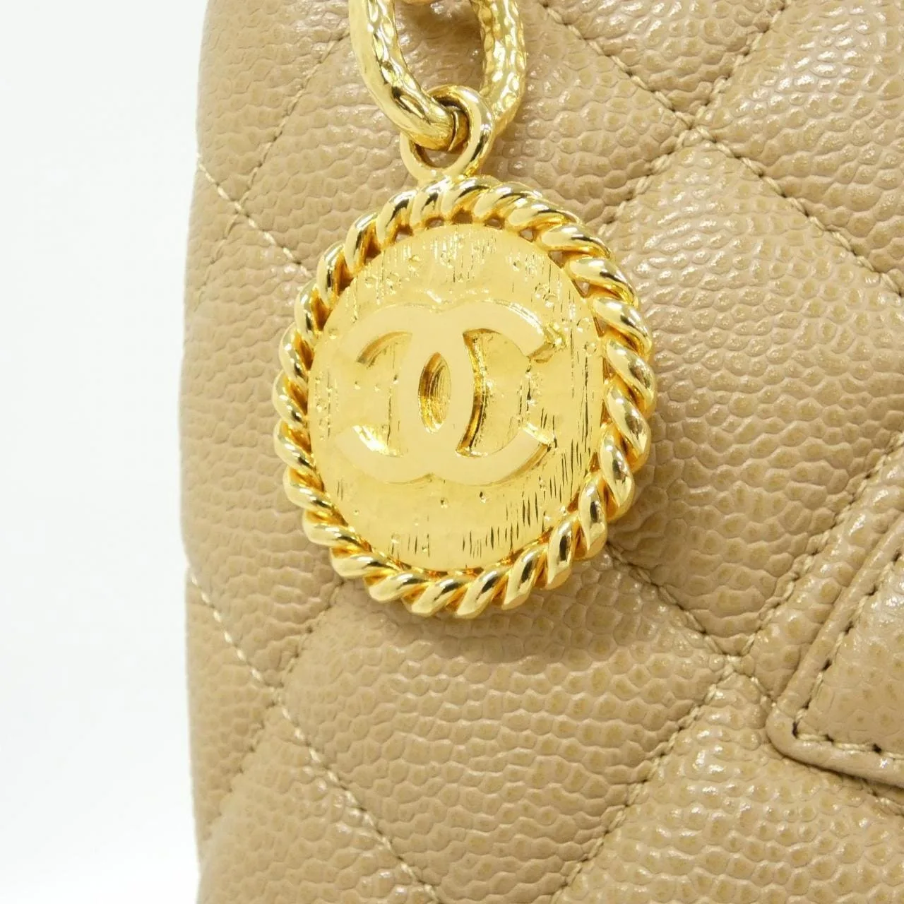 CHANEL Matelasse 1804 Handbag Grained Calfskin Beige Grained Calfskin Rank A - Thumbnail 4