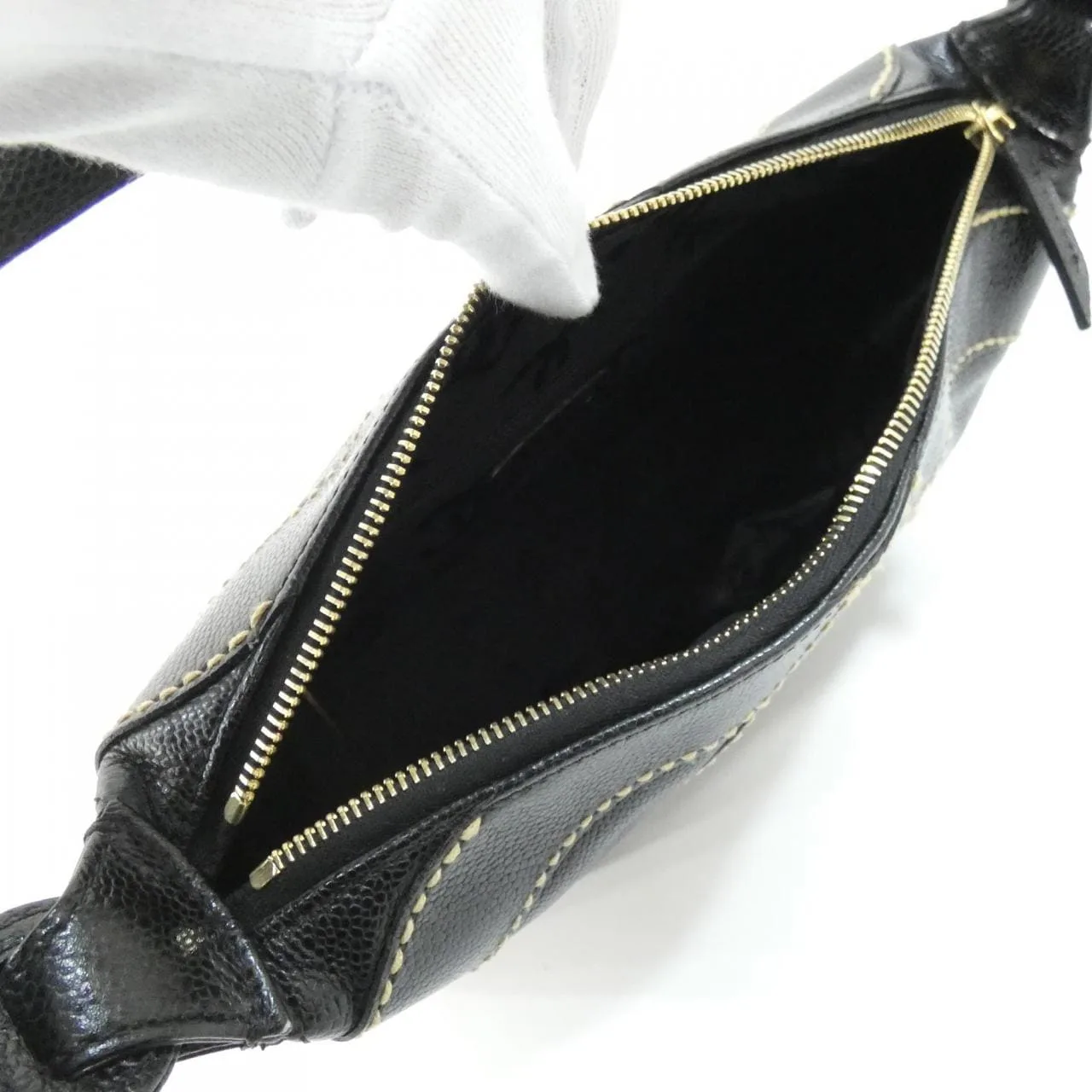 CHANEL 25659 Shoulder Grained Calfskin 黑色 荔枝紋牛皮 中古品A - 縮圖 8