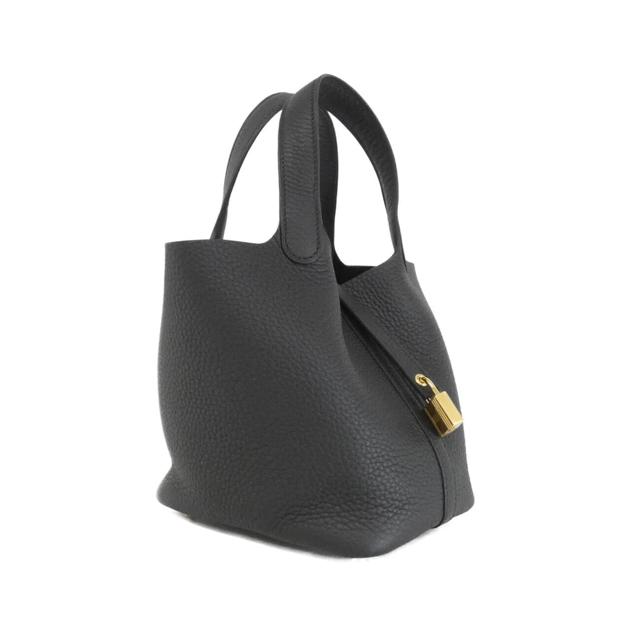 HERMES Picotin 056289CC Handbag Clemence Black