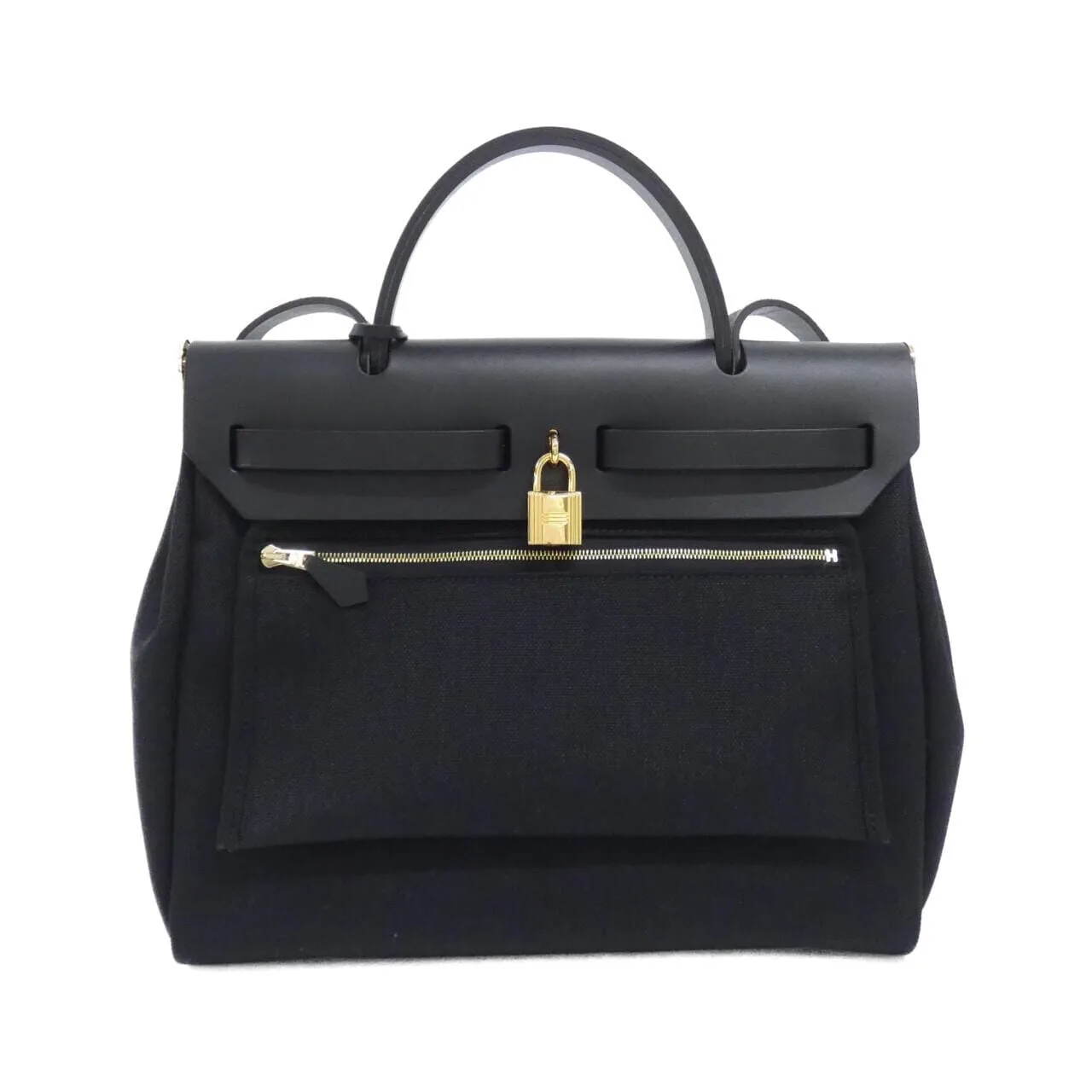 HERMES Herbag 078971CC Handbag Black Rank A - Thumbnail 2
