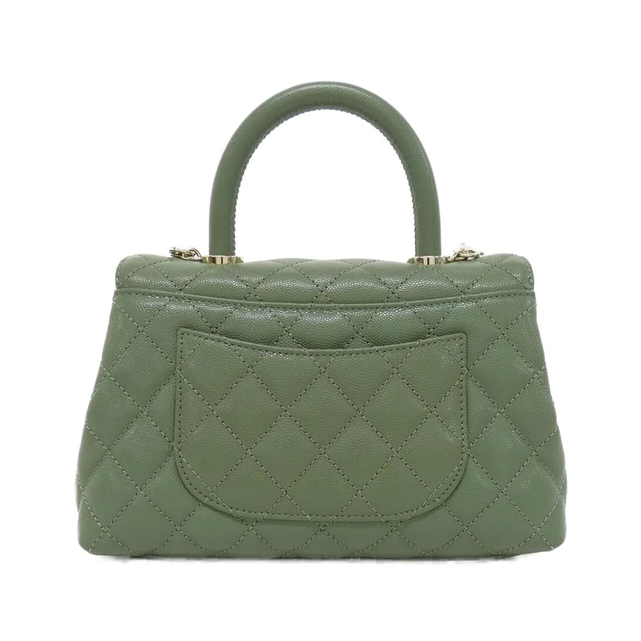 CHANEL Matelasse 92990 Handbag Grained Calfskin Green Grained Calfskin Rank A - Thumbnail 2